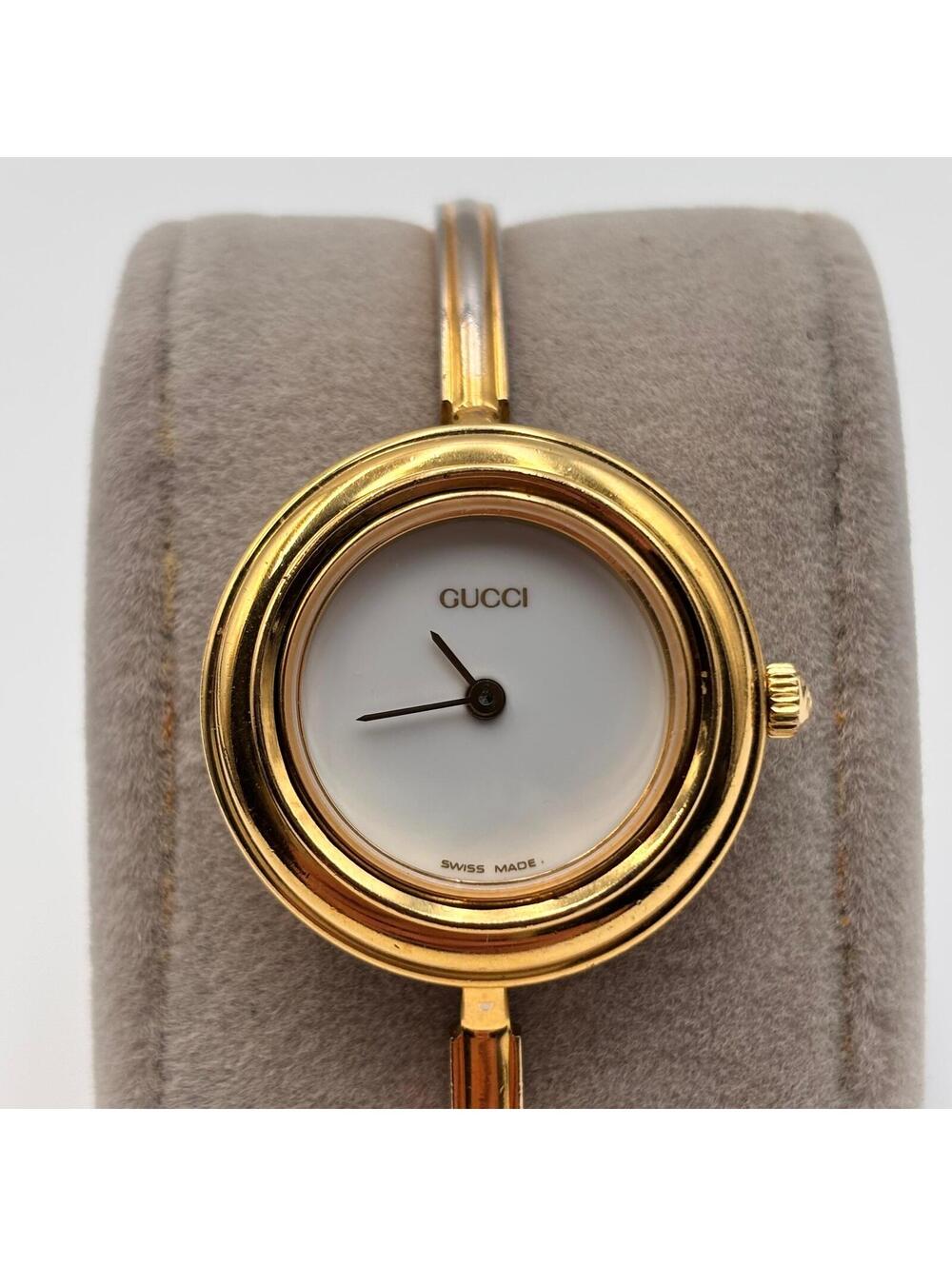 Gucci Gold Tone Interchangeable Bezel Bangle Watch Set - Picture 3 of 13